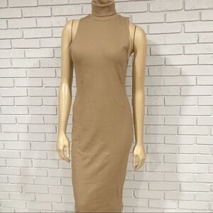 Zara Women’s Tan High Collar Rib Dress